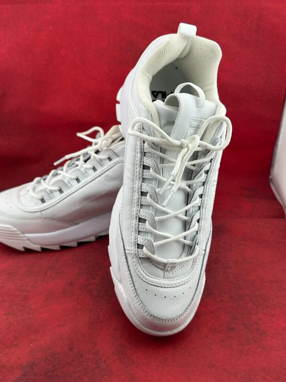 FILA DISRUPTOR II PREMIUM LEATHER MEN'S SNEAKER WHT/WHT/WHT SIZE 11
